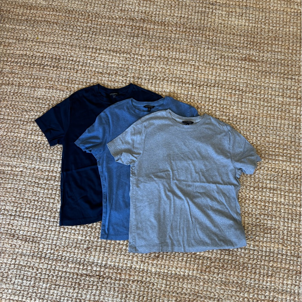 Set of Three Banana Republic crew neck T-Shirts in Heather Gray,Blue, and Navy